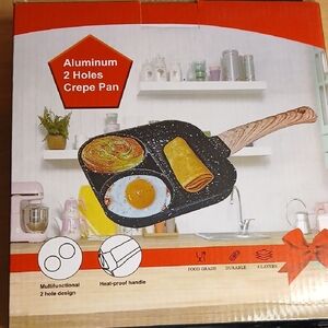 Non-Stick Black 2-hole Aluminum Crepe Pan with Heat-Resistant Handle
